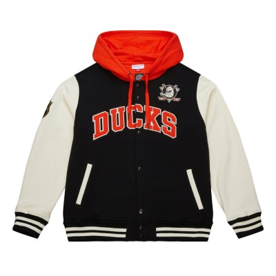 Anaheim Ducks hanorac de bărbați cu glugă Courtside Fleece Button Front Current Logo - M foto