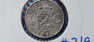 INDIILE OLANDEZE 1/10 GULDEN 1942 S argint foto