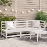Canapea gradina 3 locuri Gossi, lemn masiv pin, alb, 210x70x67cm, terasa/curte, design modular