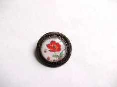 Brosa cu model floral, brosa metal si sticla 32381 foto