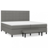Cumpara ieftin Pat box spring cu saltea, gri inchis, 200x200 cm, textil
