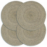 vidaXL Naproane, 4 buc., gri, 38 cm, iută, simplu, rotund 133838