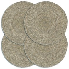 vidaXL Naproane, 4 buc., gri, 38 cm, iuta, simplu, rotund foto
