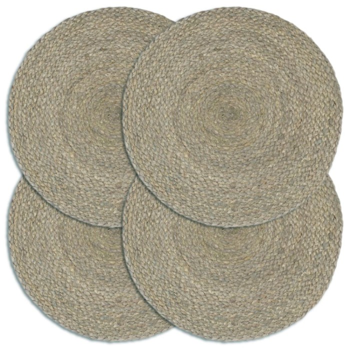 vidaXL Naproane, 4 buc., gri, 38 cm, iută, simplu, rotund 133838