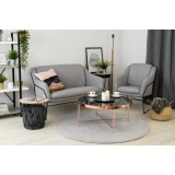 Covor Rotund Premium Belgian Model LOP 070, Marime 100 x 100 cm, Gri, Inaltime Fir 23 mm, Antiderapant, Antialergic, Poliester, Living, Dormitor, Sufr