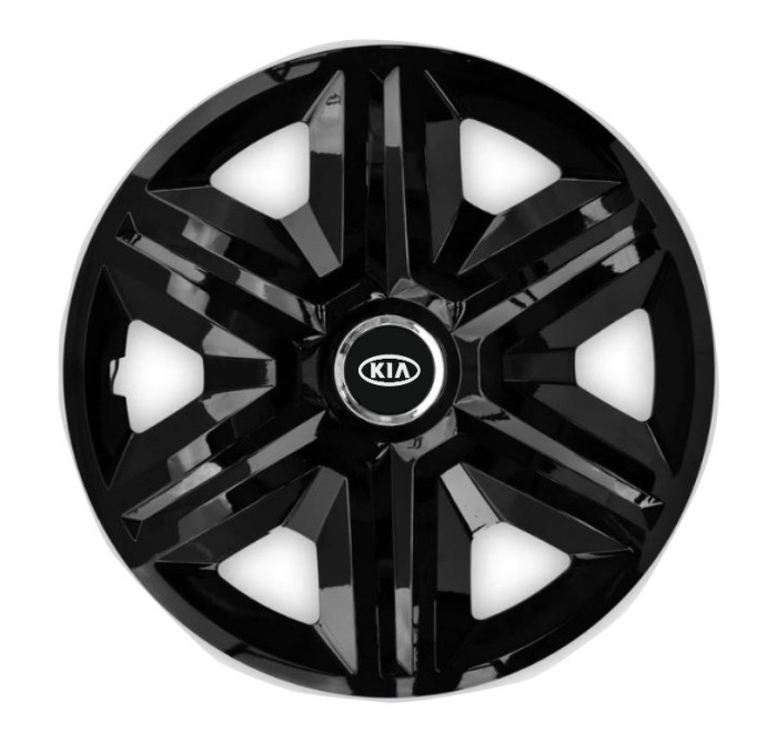 Set 4 capace roti Hubcaps fast black R14 pentru gama auto Kia