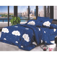 Lenjerie de pat pentru o persoana cu husa de perna patrata, Laia, bumbac mercerizat, multicolor