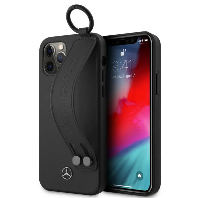 Husa Cover Mercedes Leather Hand Strap pentru iPhone 12/12 Pro Black foto