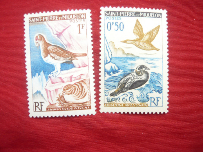 2 Timbre St Pierre et Miquelon 1963 - Pasari : val 0,5 si 1 fr