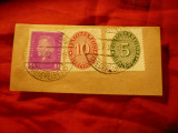 Fragment cu 3 Timbre Germania , 2 Timbre Taxe 1932, stampilat