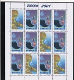 ROMANIA 2001 LP 1550 b EUROPA 2001 COALA DE 8 MARCI SI 4 VINIETE MNH, Nestampilat