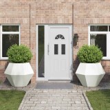 Cumpara ieftin Jardiniera 2 pcs Alb 100 x 100 x 80 cm Otel