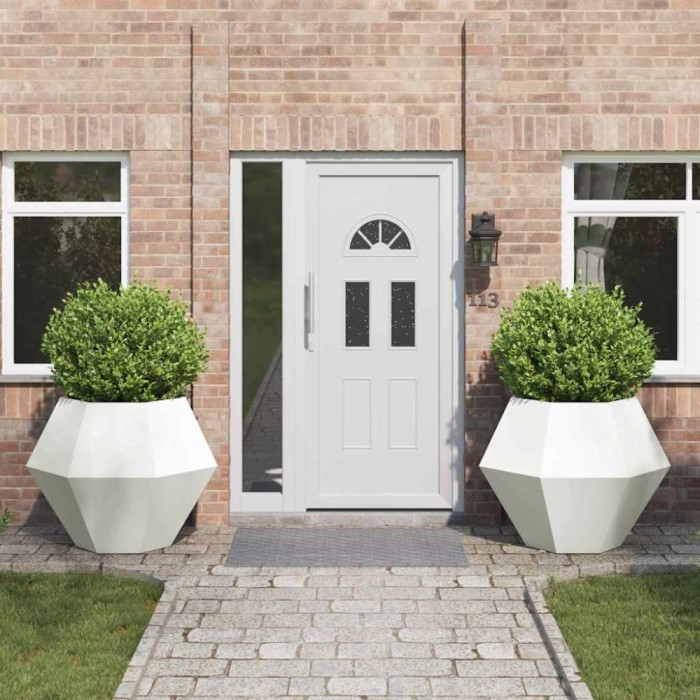 vidaXL Jardinieră 2 pcs Alb 100 x 100 x 80 cm Oțel 884027