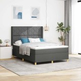 vidaXL Pat cu saltea cu arcuri Gri &icirc;nchis 160 x 200 cm țesătură