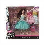 Papusa cu 2 rochite de schimb si accesorii