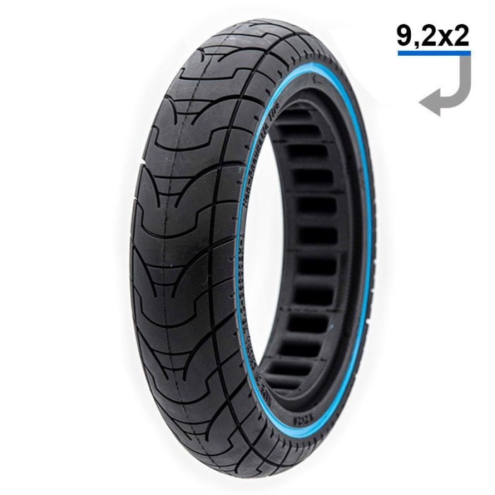 Cauciuc plin, trotineta electrică 9.2x2-6.1/B34, negru cu linie albastră | Motorevolution