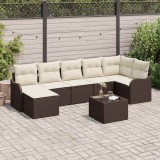 vidaXL Set de canapele pentru grădină 8 pcs maro și alb Rattan poli 3354467