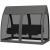 Balansoar gradina, 3 locuri, cu plasa insecte, gri inchis, 240x140x197 cm, functie pat, max 300 kg, Monte Carlo, ART