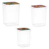 Set Recipiente Alimente, Transaparent, Capace Multicolor, 3 Dimensiuni, 3 Bucăți, Plastic, Oem