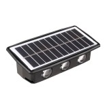 Lampa solara LED bidirectionala dreptunghiulara pentru perete Flippy, 20.5x10 cm, 6 LED-uri, 5.5V, ABS, 500mAh, rezistent la apa IP65, alb cald