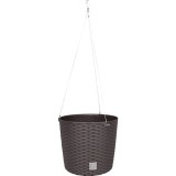 Cumpara ieftin Ghiveci suspendat Rato Round WS, maro, 25.6 cm, cu lant, aspect ratan, interior/exterior, Prosperplast