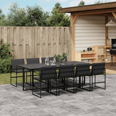 Gossi set mobilier de gradina, 9 piese, cu perne, negru, textilena foto