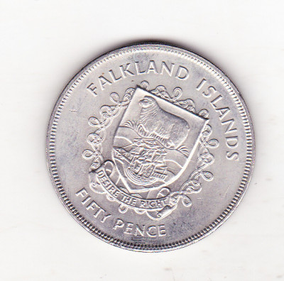 bnk mnd Falkland Islands 50 pence ( 1 crown ) 1977 foto