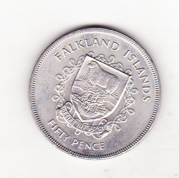 bnk mnd Falkland Islands 50 pence ( 1 crown ) 1977