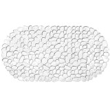 Covoras baie transparent, antiderapant, din pvc, cu ventuze, semirotund, 68 x 38 cm