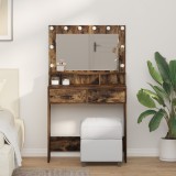 vidaXL Masă de cosmetică cu lumini LED, stejar fumuriu, 79x41x135 cm