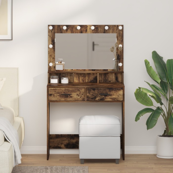 vidaXL Masă de Toaletă Stejar afumat 79 x 41 x 135 cm Lemn compozit