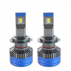 Set 2 LED-uri Auto Techstar® K11, H7, 55w, 8000 Lumeni, 6500K, AUTO, 12-24 Volti, CSP, Canbus, Miez Cupru, Radiator Aluminiu