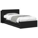 vidaXL Cadru de pat cu depozitare Negru 90 x 190 cm Lemn prelucrat 3433919
