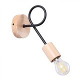 Lampă De Perete Ember Lemn Negru/Natural Oțel/Lemn 1 Bec Neregulat Minimalist De Interior.