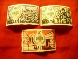 Serie Malta 1982 - 40 Ani Sindicate , 3 valori, Nestampilat