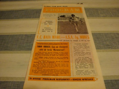Program - F. C. Baia Mare - A. S. A. Tg. Mures - 22 octombrie 1983 foto