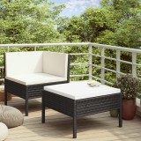 Gossi set mobilier de gradina cu perne, 2 piese, negru, poliratan