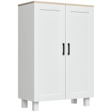 HOMCOM Mobilier Auxiliar Modern cu 2 Uși Raft Reglabil și Bază &Icirc;nălțată pentru Living Bucătărie Sufragerie 60x30x90 cm Alb | Aosom Romania