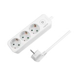 PRELUNGITOR LOGILINK, Schuko x 3, cablu 3G 1.5mm2, 230 V/16 A, 50 Hz, max. 3600 W, buton intrerupator iluminat, IP20, 1.5m, alb &quot;LPS244&quot; (include TV 0