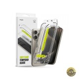 Folie de protectie Ecran Ringke Easy Slide pentru Apple iPhone 15 Pro Sticla Securizata Full Glue Set 2 bucati Neagra