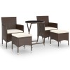 Set mobilier bistro, 3 piese, maro, poliratan/sticla securizata