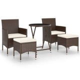 Set mobilier bistro, 3 piese, maro, poliratan/sticla securizata
