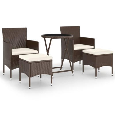 Set mobilier bistro, 3 piese, maro, poliratan/sticla securizata foto
