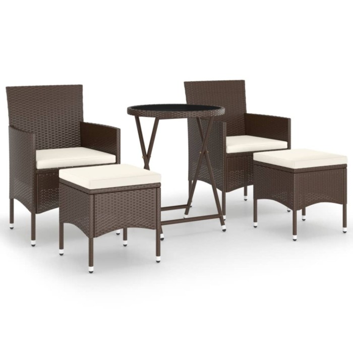 Set mobilier bistro, 3 piese, maro, poliratan/sticla securizata