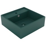 Chiuveta lux preaplin verde &icirc;nchis mat 41x41 cm ceramica patrat GartenMobel Dekor, vidaXL