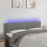Cumpara ieftin Tăblie de pat cu LED, gri &icirc;nchis, 144x5x78/88 cm, textil