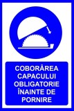 Placuta pentru coborarea capacului obligatorie inainte de pornire