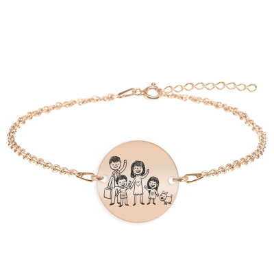 Iris - Bratara din argint 925 placat cu aur roz personalizata cu membrii familiei - banut foto