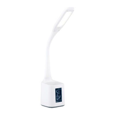 Veioza LED Hoff Box cu display, 4.5W, 450lm, lumina neutra, dimabila, afisare temperatura, ceas, data, alarma, alba, moderna foto