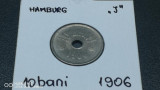 Romania 10 bani 1906 Hamburg J in cartonas